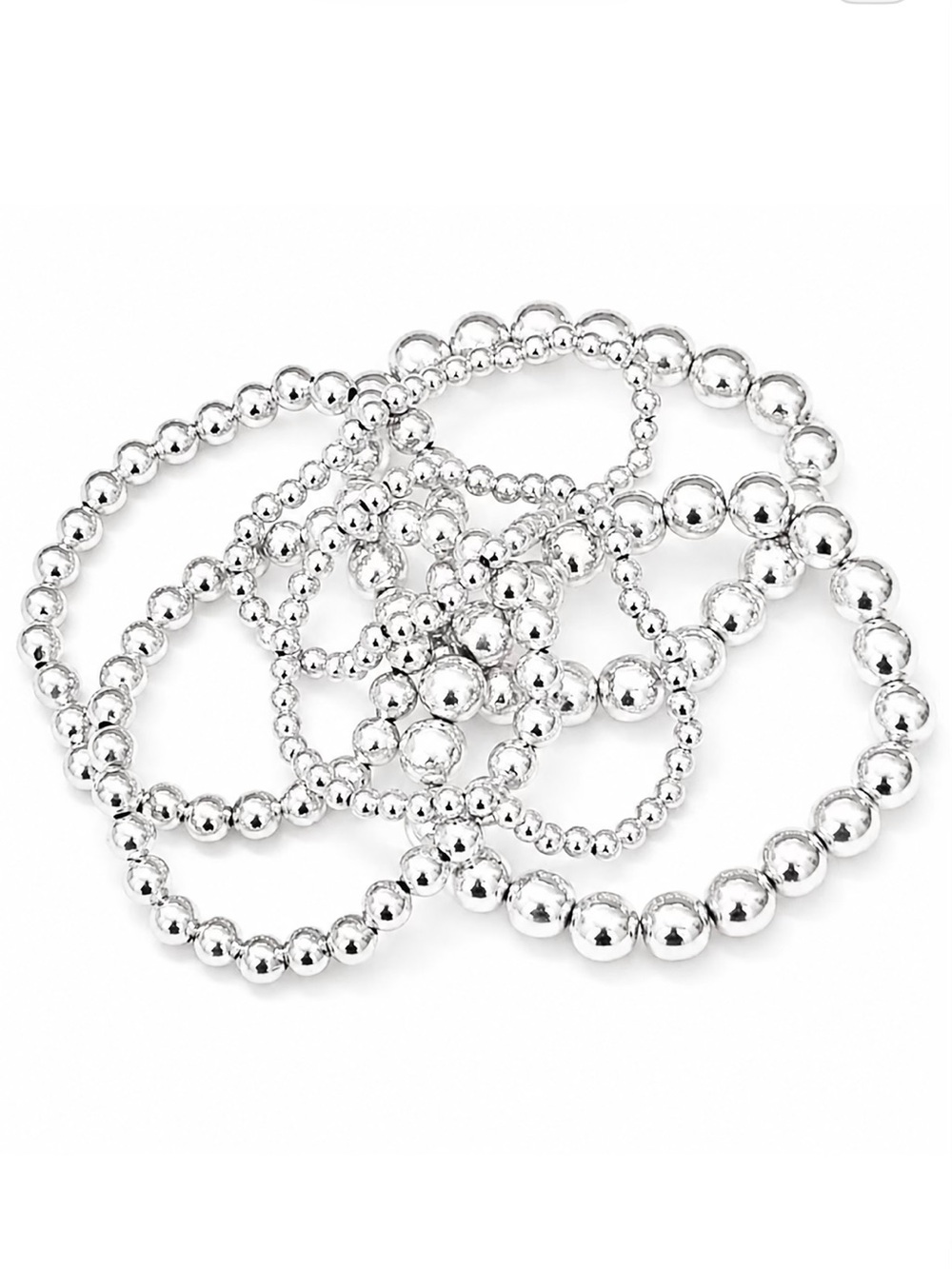 6 Hand Crafted Sterling Silver Beaded Bracelets 7”